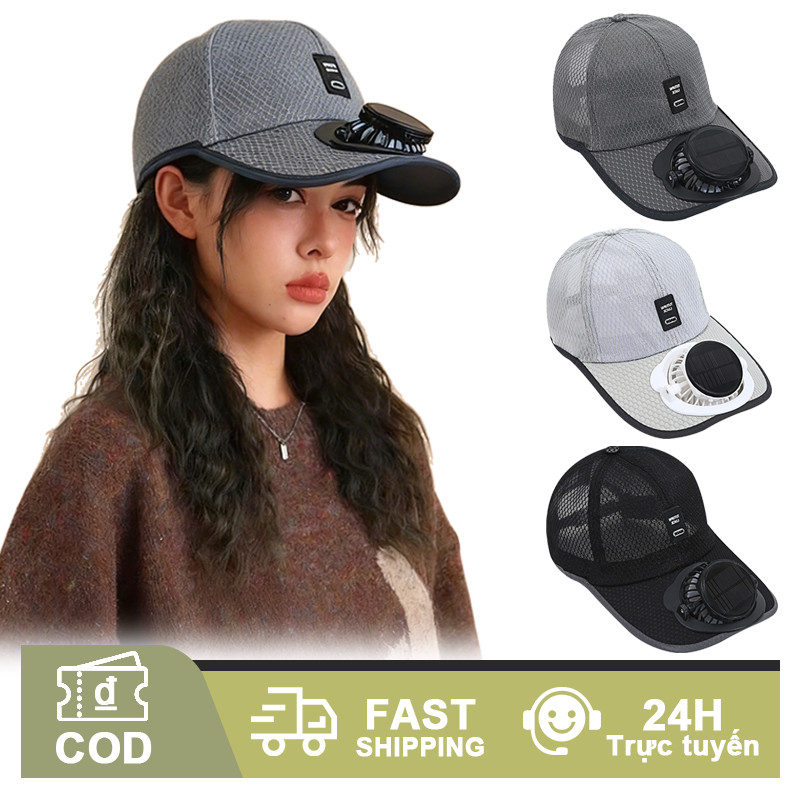 Mũ Chống Nắng Có Quạt Tích Điện - Sạc Năng Lượng Mặt Trời & USB, Chống Tia UV, Dùng Cho Cả Nam Và Nữ