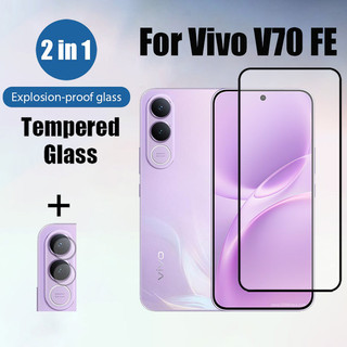 Kính cường lực bảo vệ màn hình Vivo V70 FE 2 trong 1 cho Vivo V70 V60 V50 V40 Lite 4G 5G Phim bảo vệ kính chống va đập có màng ống kính máy ảnh