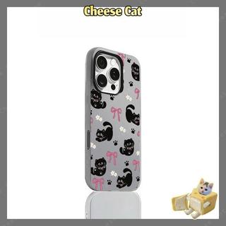 Nơ hồng mèo đen Vỏ điện thoại dành cho iPhone 14 15 16 13 12 11 Pro Max Xs Max XR 17 Air Vỏ iPhone màu hồng