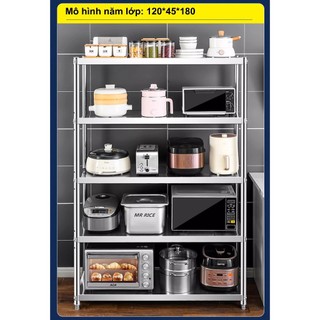 LOADNIX Kệ inox nhà bếp inox Bền bỉ trong môi trường bếp nhà Kệ để đồ inox Làm dày 0.5mm Có thanh chống đỡ