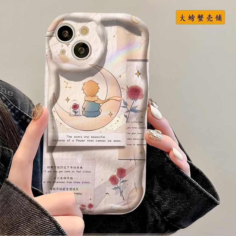 Ốp điện thoại họa tiết kem hoa hồng lãng mạn The Little Prince iPhone / edfq