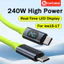 Dây sạc điện thoại màn hình thời gian thực 240W Type C sang Type C Cáp sạc Flash Silicone lỏng Cáp chống treo cho ios15-17