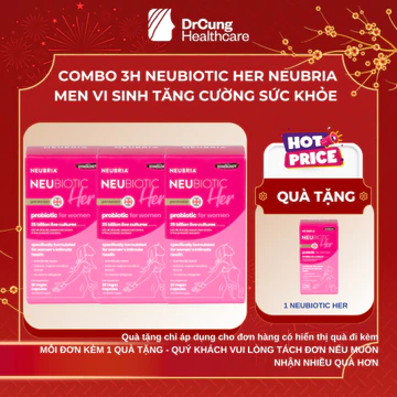 COMBO 3H Men Vi Sinh 25 Tỉ Lợi Khuẩn Neu Her Neubria Neubiotic Her - Bổ Sung Lợi Khuẩn (Hộp 30 Viên)