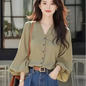 Áo sơ mi nữ phong cách Pháp dài tay thoáng mát mùa hè