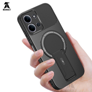 Dành Cho Redmi 15C 4G Ốp điện thoại Sợi Carbon Kết Cấu Từ Tính Cứng Có Chân Đế Mềm TPU Cạnh Chống Sốc Mỏng Vỏ