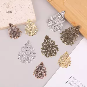HNKMP 20 Cái Đồng / Đồng / Vàng / Bạc Filigree Quấn Hoa Kết Nối Kim Loại Thủ Công Trang Trí Quà Tặng Phụ Kiện DIY.