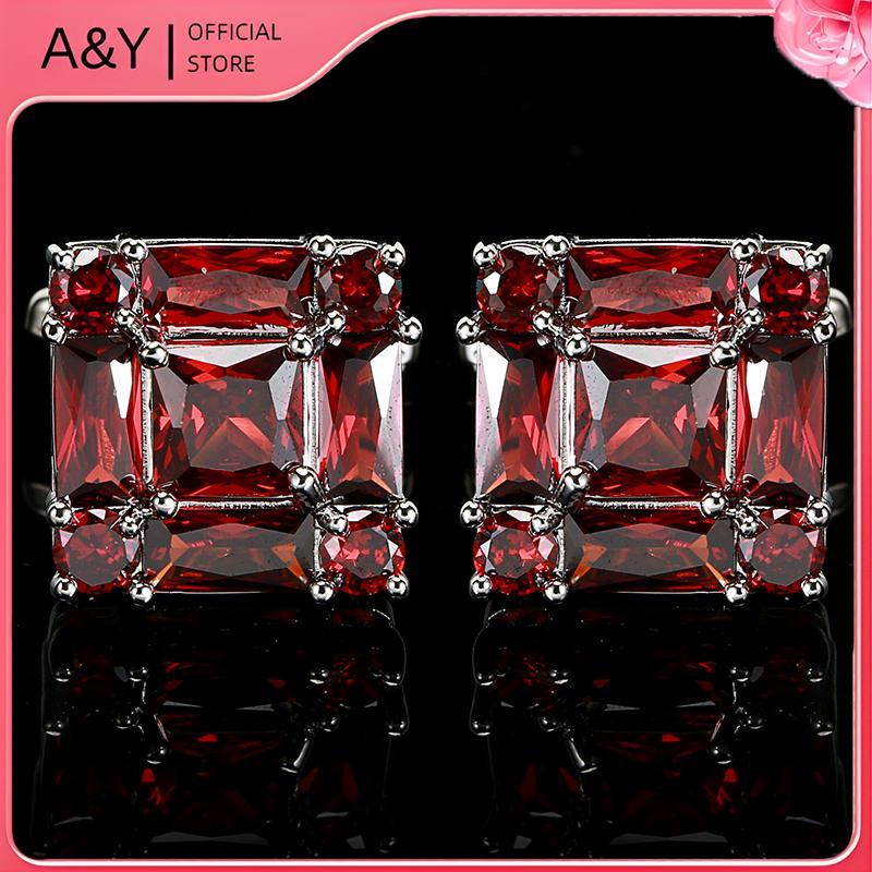 A & Y Thời Trang Cao Cấp Kim Cương Giả Zircon Khuy Măng Sét Nam Trang Sức Cao Cấp Áo Sơ Mi Cuff Link.