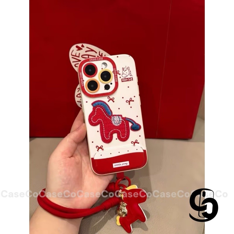 Ốp Lưng Cho Oppo A6pro A5i A3X A3 A5 Pro A18 A38 A15 A60 A7 A76 A79 A17 A54 A16 A55 A58 Vỏ vòng tay ngựa đỏ năm mới