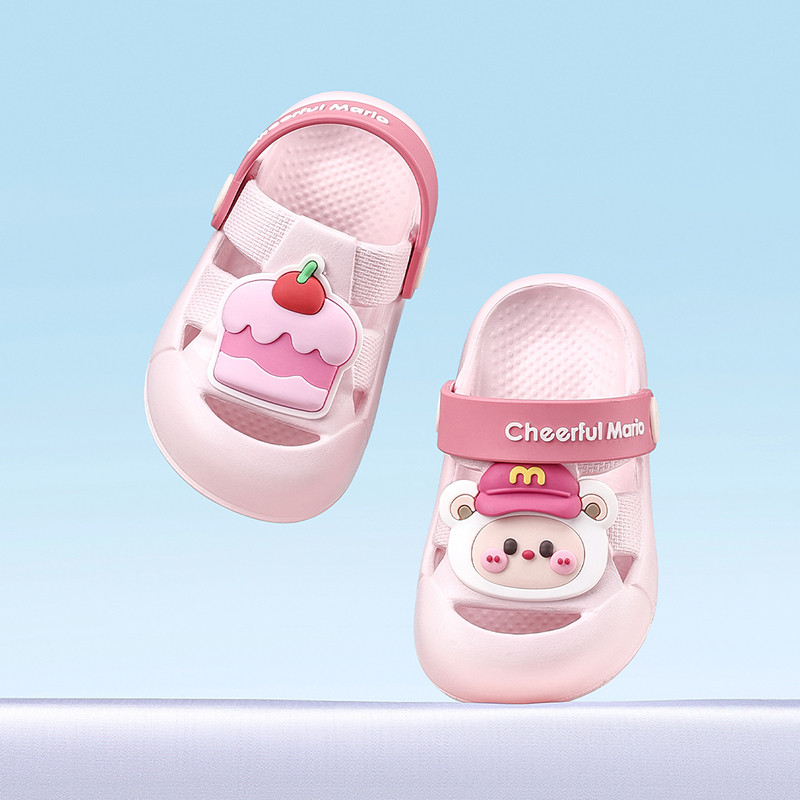 Cheerful Mario dép sục Bánh Hồng Máy Bay Cho Bé gái dép sục Mềm Mại Đầu Tiên Xăng đan Trẻ Em Dép Thời Trang