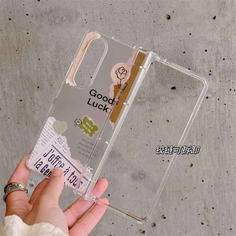 Vintage Hoa Hồng Báo Ốp Lưng Điện Thoại Thích Hợp Cho Samsung Galaxy ZFold7 zfold6 Dây Gấp Vỏ Cứng Cho Z Fold 7 6 5 5G Vỏ Bảo Vệ