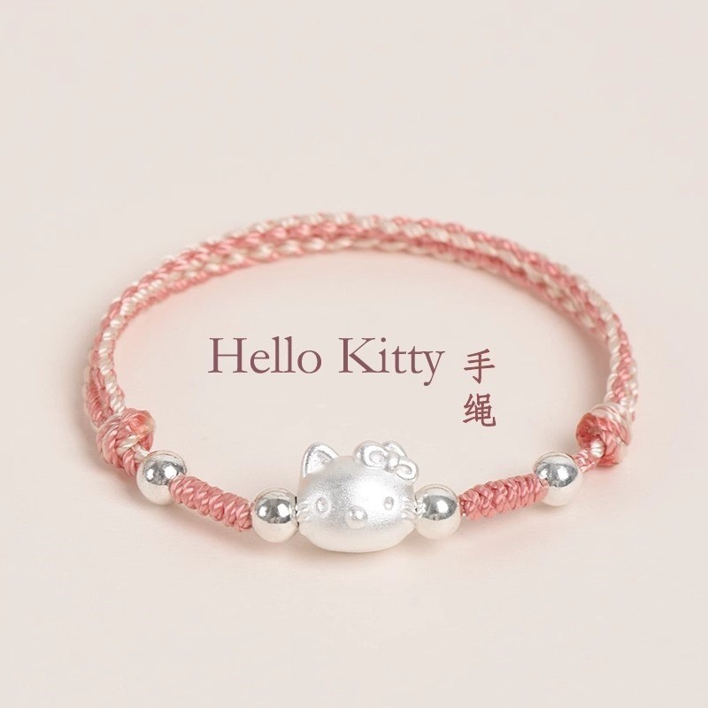 Vòng tay nữ Hello Kitty màu bạc nguyên chất 999