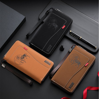 Ví nam PU Retro - Túi ly hợp dung tích lớn có hộp đựng thẻ xu