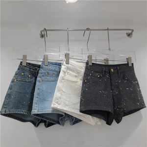 Gypsophila Nhấp Nháy Kim Cương Nóng bỏng Mỹ Cô Gái Denim Quần Short Nữ Mùa Xuân Mùa Hè Cao Cấp Ôm Hơn Nhìn Gợi Cảm Hông Đóng Gói Quần Nóng