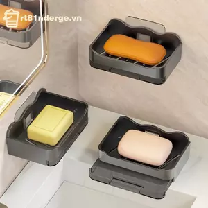 Ge Phòng Tắm Xà Phòng Món Ăn Miễn Phí Treo Tường Miếng Dán Xà Phòng Bọt Biển Người Tổ Chức Đĩa Thoát Nước Đôi Có Móc Phụ Kiện n