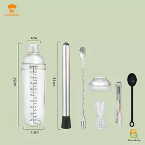 Bộ bình lắc cocktail 3 / 5 / 7 Bộ lắc cocktail và thước đo Jigger Bộ dụng cụ lắc tay hỗn hợp để pha chế và quán Bar tại nhà mới