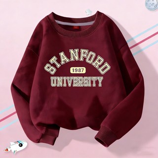 Áo nỉ cổ tròn mỏng, thoải mái, in hình hoạt hình gia đình Sanrio dành cho bé gái, thích hợp mặc ngoài trời.