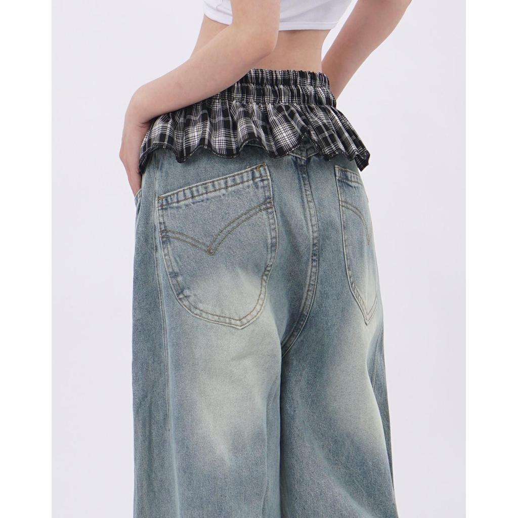 Milyfashion Y2K Retro Kẻ Sọc Tất Cả Trận Đấu Xếp Ly Eo Hẹp Váy Mỏng Mùa Xuân 2026 Phong Cách Mới