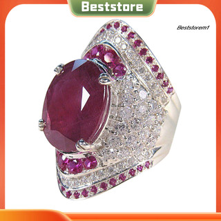 Cửa hàng tốt nhất| Lấp Lánh Kẻ Sọc Giả Đá Ruby Nhẫn Đính Hôn Nữ Món Quà Trang Sức