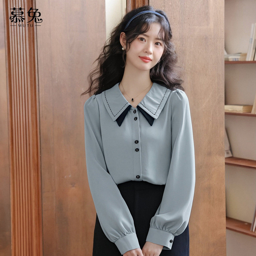 Mutu Áo Sơ Mi Nữ Tay Dài, Kiểu Dáng Phong Cách Pháp, Thiết Kế Mới Phù Hợp Mùa Xuân