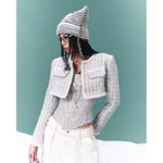 SoDópe.Club – Corset dạ tweed kim sa cúp ngực, Áo khoác blazer dạ kim sa Olaf Coat & Quần dài ống rộng trắng Candy Pants — ảnh 2