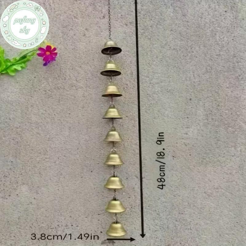 PUSKY Classic Rustic Iron Handmade Kim Loại Chuông Gió - Có Dây Xích Trang Trí, Thích Hợp Cho Sân, Vườn Và Tường VN