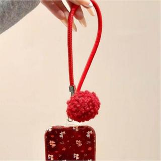 3D Fuzzy Ball Bell Màu Đỏ Dây Dành Cho Realme Note 60 60X 70 70T 50 15T 15X 14 14T 12 12X 15 13 Pro C71 C75X C65S C61 C75 C63 C15 C55 Vỏ Điện Thoại In Lịch Mini