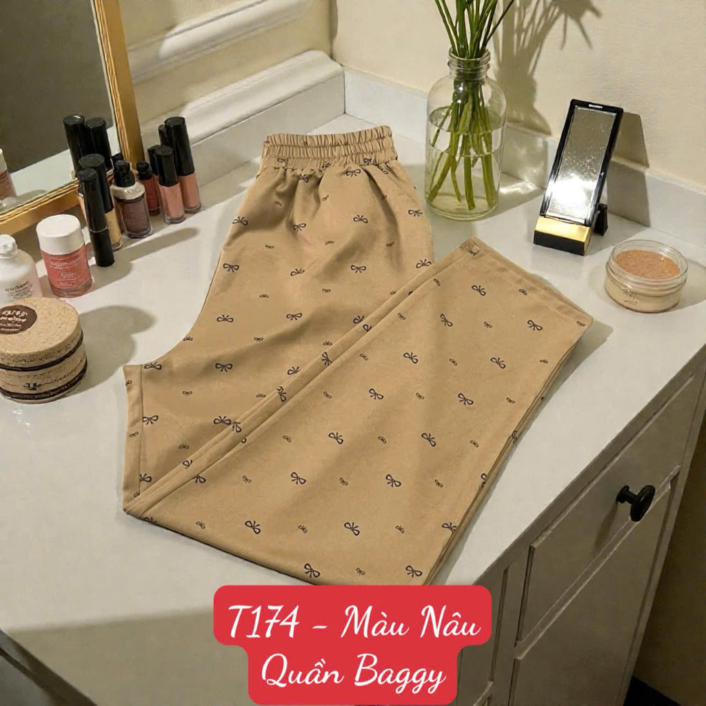 T174 Quần Baggy - Vải Cotton Lạnh - Quần dài 92cm Ống 16cm