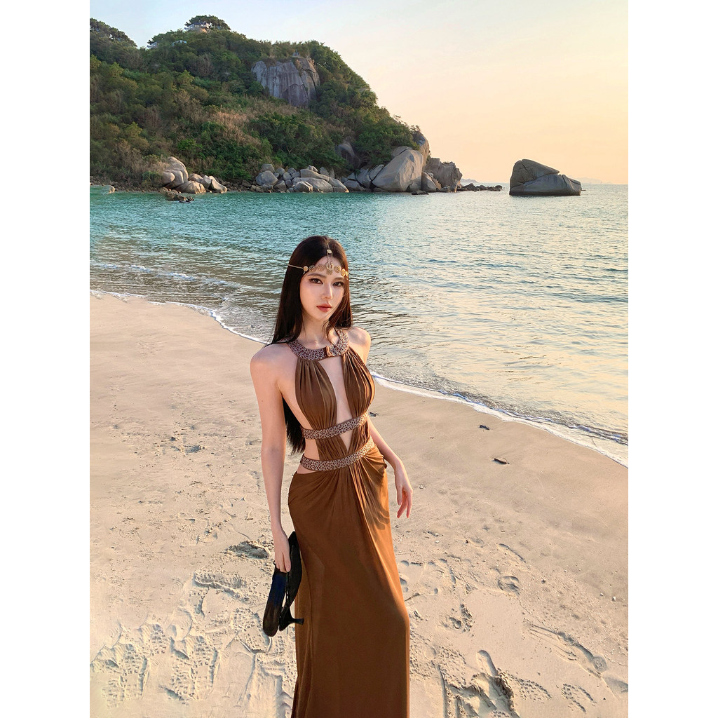 Đầm maxi đi biển nữ thần Bắc Âu | ảnh trải sàn cuối