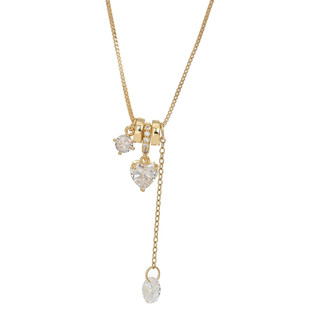 Vòng cổ vàng thật mạ điện micro-ind zircon, thiết kế dây xích xương đòn hiện đại, phù hợp với áo len