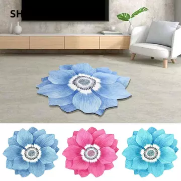 Thảm hoa SHIKICK, Thảm trải sàn sen 60x60cm, Thảm trải sàn hình hoa mẫu đơn cho bé Thảm trải sàn hình đặc biệt Phòng khách Bàn trà đầu giường