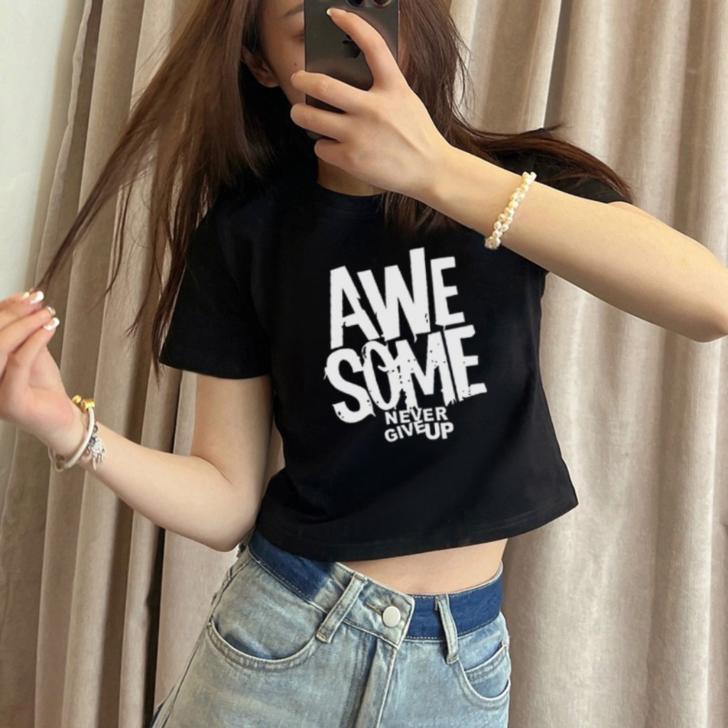 Áo croptop nữ in một mặt, dễ thương, sành điệu, gợi cảm và thoải mái.