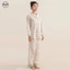 Phong Cách Nhật Bản Muji Phong Cách Văn Học Loungewear / Sợi Hai Lớp Nữ Cotton Nguyên Chất Nhỏ Hoa Ngọc Lục Bảo Dài Tay Thời Trang Loungewear / Quần Dài Tay Cotton Nguyên Chất Khóa Màu Bộ Đồ Ngủ