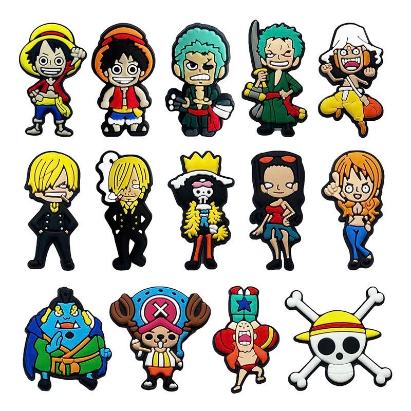 Set 12 Sticker/ Charm gắn dép One Piece - Đảo Hải tặc
