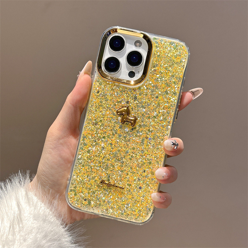 Ốp lưng iPhone ngựa vàng phù hợp cho iPhone 17 Pro Max, iPhone 17 16 15 14 13 12 11