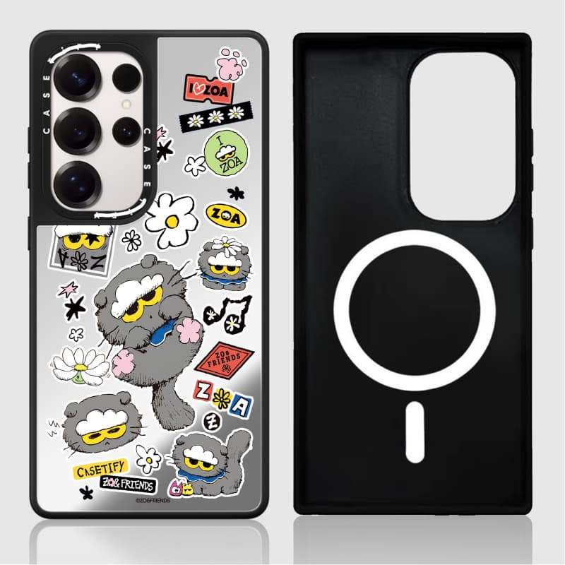 CASECASE X ZOA Sticker Case Matte Black & Sliver Mirror Vỏ hút từ tính Samsung Galaxy S26 S25 S24 S23 Ultra Plus Mặt sau cứng có hộp khắc logo