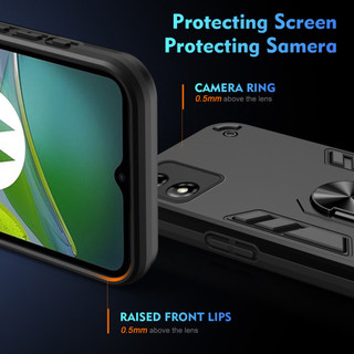 Dành Cho Motorola Moto E13 Ốp điện thoại Thiết Kế Chiến Binh Lưng Cứng Có Giá Đỡ Nhẫn Chống Sốc Mềm TPU Nâng Cạnh Slim Cover