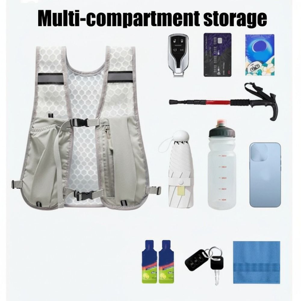 Áo Vest Chạy Phản Quang Nylon Chống Thấm Nước, Có Giá Đỡ Điện Thoại và Bảo Quản Bình Nước