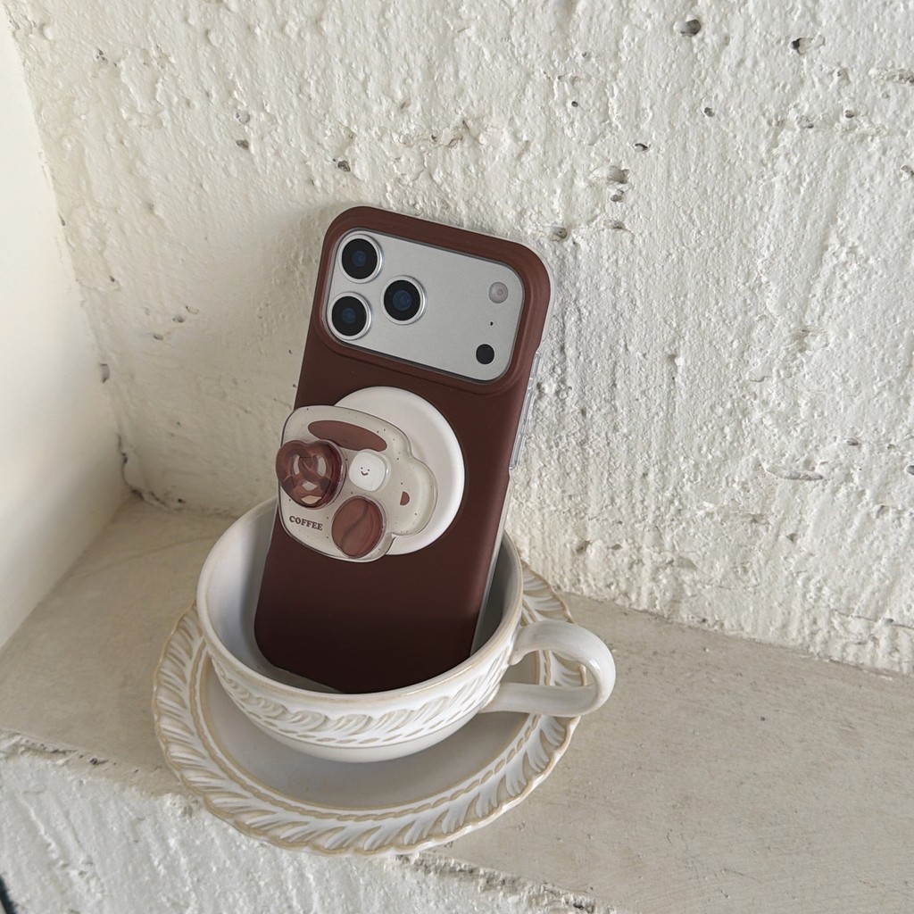 Ốp lưng iPhone hình cốc cà phê màu nâu mờ kiểu hút từ tính phù hợp cho iPhone 17 Pro Max, iPhone 17, iPhone 16, iPhone 15, iPhone 14 và iPhone 13