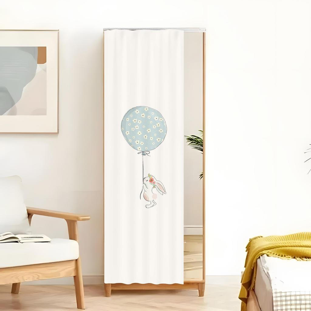 Rèm gương trang trí, Đường đua mượt mà im lặng - Dễ dàng mở / đóng với họa tiết bong bóng hình chú thỏ Teacup nhẹ nhàng, chống bụi cho phòng khách, phòng trẻ em