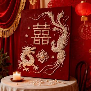 💦Tranh đính đá ngọc trai tự làm cho đám cưới, tranh đính đá chữ "hạnh phúc" tự dính thủ công dành cho cặp đôi mới cưới, quà tặng bạn bè nhân dịp đính hôn và đám cưới.