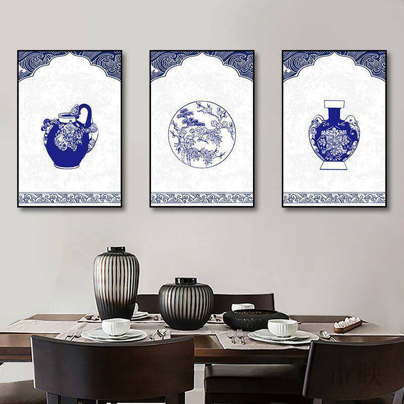 Trung Quốc Xanh Trắng Sứ Canvas Tranh Treo Tường Nghệ Thuật Cho Phòng Khách Học Lẩu Nhà Hàng Cổ Cửa Hàng Trang Trí Unframed