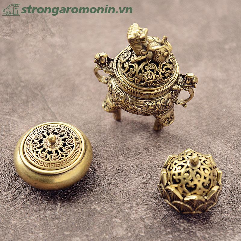 ST Đồng Thau Túi Sen Jiuding Hương Rỗng Hương Mini Lư ST