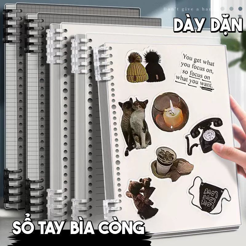 Sổ Còng Thay Giấy B5/A5 Phong Cách Muji - Sổ Ghi Chép Planner Học Sinh, Giấy Dày Không Lem Mực Tháo Rời Tiện Lợi