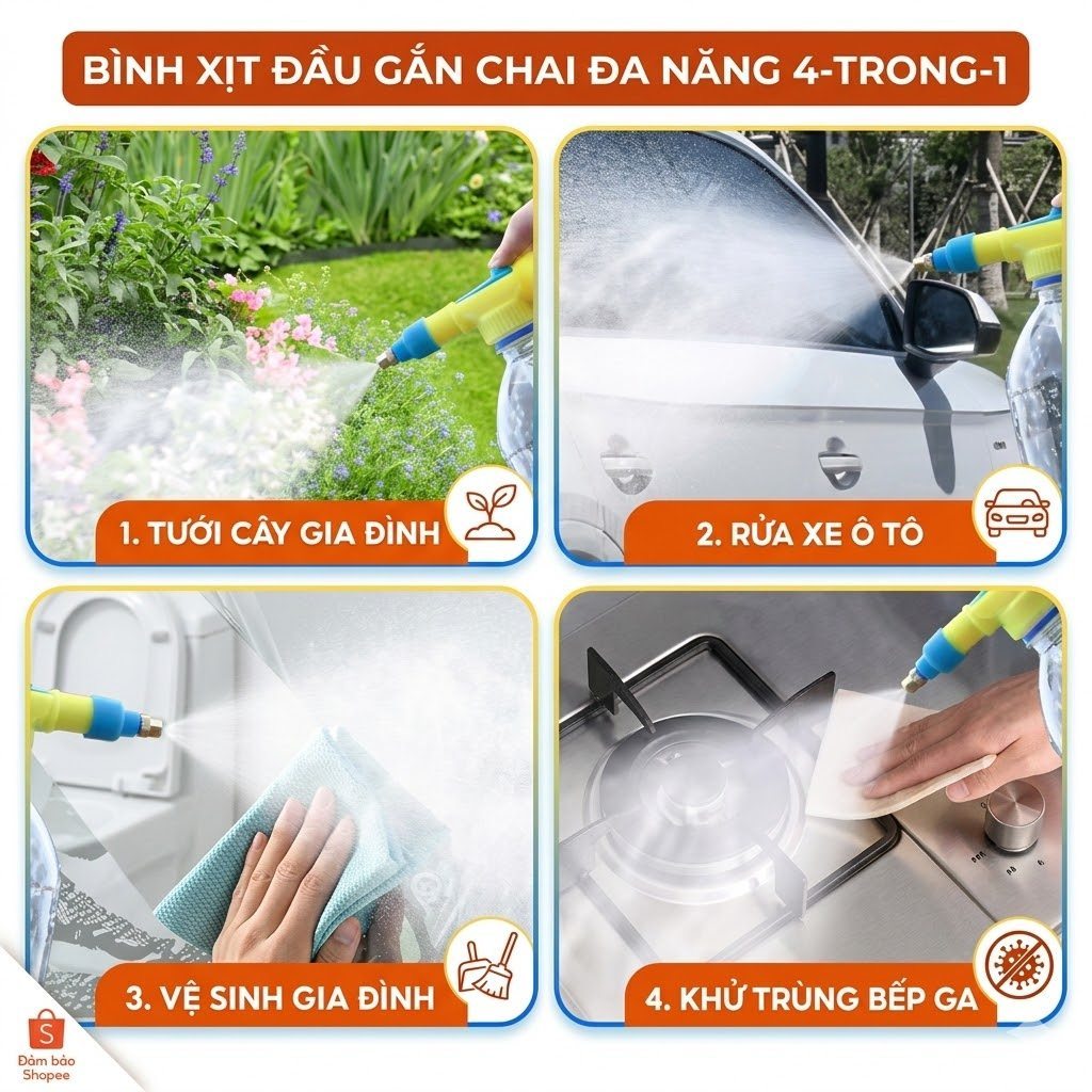 Đầu Bơm Xịt Tưới Cây Khí Nén Lắp Chai Nhựa TVC-29 Tháp Xanh Vòi Phun Sương Mini, Bơm Tay Tưới Cây Cảnh