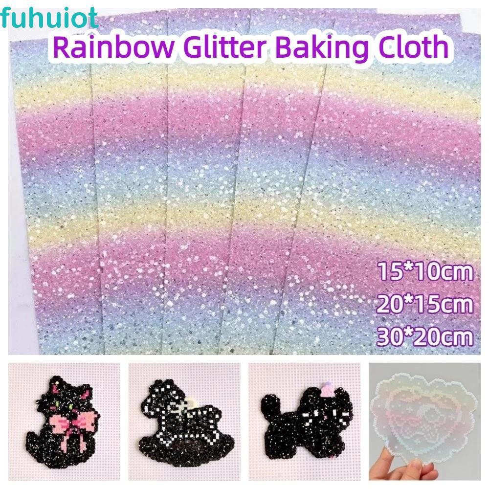 FUHUIOT 5 Chiếc Vải Nướng Bánh Lấp Lánh Cầu Vồng, Đậu Cầu Chì Tấm Ủi Chịu Nhiệt, Phụ Kiện Đồ Chơi Sáng Bóng Có Thể Tái Sử Dụng DIY Hạt Giấy Chịu Nhiệt Cầu Chì Dự Án Nghệ Thuật