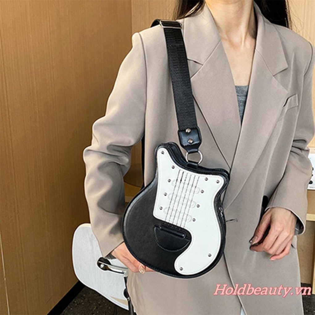 Túi đeo chéo nữ PU nhẹ Màu sắc tương phản hợp thời trang Túi đeo vai hình đàn Violin cho du lịch