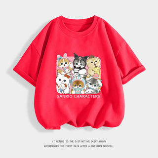 Áo thun Mofusand Shark Cat dành cho bé gái, cỡ vừa đến lớn, với hình ảnh chú mèo Sandy đáng yêu của Sanrio.