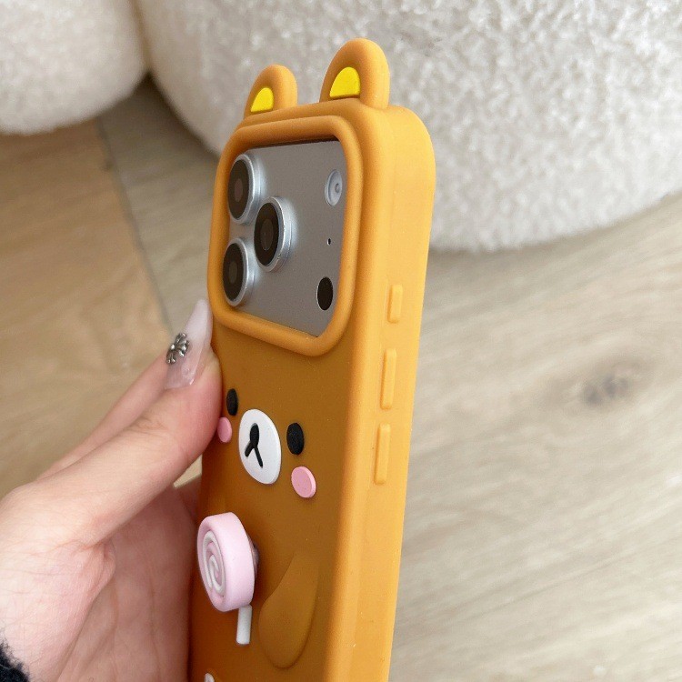 Thích hợp cho 15 / 13 Dễ Thương Lollipop Bear Apple 17promax Ốp Điện Thoại 16 Vỏ Chống Sốc 14PRO Silicone Stereo