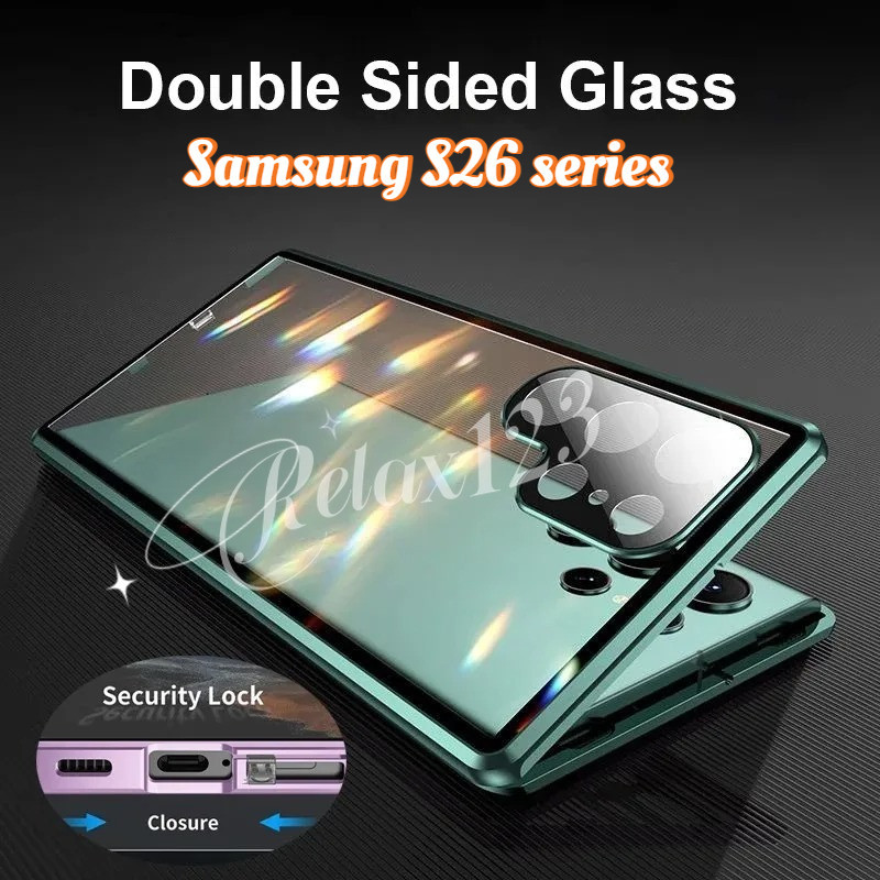 Dành Cho Samsung S26 Ultra 5G Kim Loại Bảo Vệ Ống Kính Từ Tính Cho Samsung Galaxy S26 + S 26 Ultra S26 U S26 Plus S26 FE S26 Edge S26Ultra 5G Bao Coque 360 Vỏ Điện Thoại Kính Hai Mặt