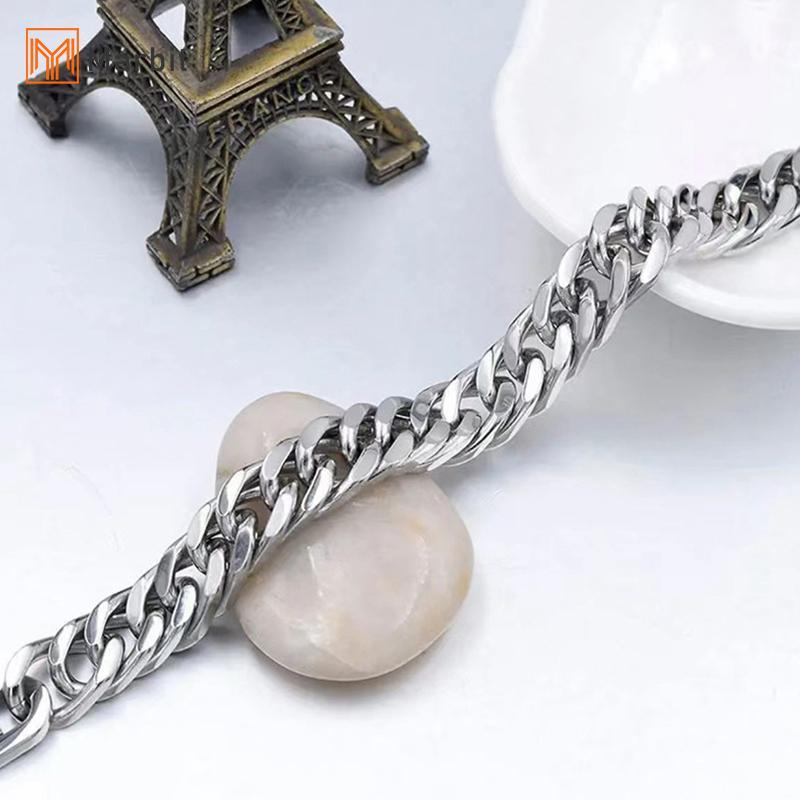 Vòng tay dây chuyền thép không gỉ màu bạc, size từ 18 đến 21mm, thời trang hip hop dành cho nam và bé trai
